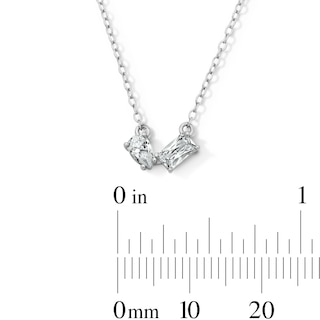 Sterling Silver CZ Emerald and Pear Toi et Moi Necklace - 18"