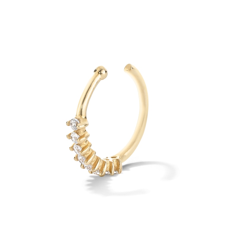Main Image 1 of 10K Semi-Solid Gold CZ Nose Ring - 20G 5/16"