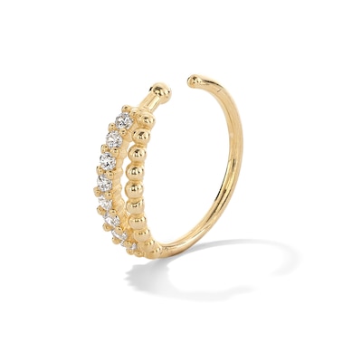 10K Solid Gold CZ Nose Ring - 20G 5/16"