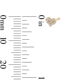 10K Solid Gold CZ Heart Bone Nose Stud - 22G 1/4"