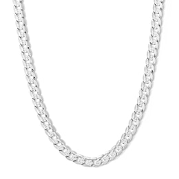 Solid Sterling Silver Pavé Diamond-Cut Curb Chain - 22"