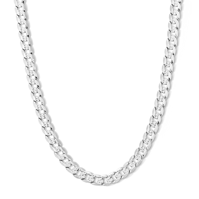 Main Image 1 of Solid Sterling Silver Pavé Diamond-Cut Curb Chain - 22"