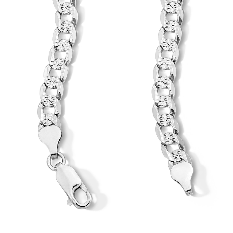 Main Image 3 of Solid Sterling Silver Pavé Diamond-Cut Curb Chain - 22"
