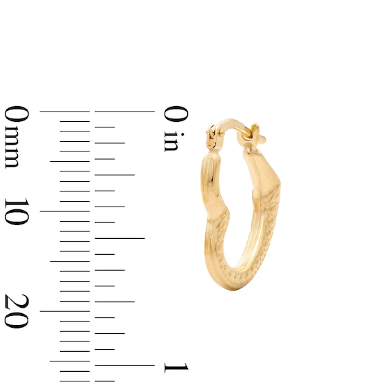 10K Gold Bonded Textured Heart Hoops