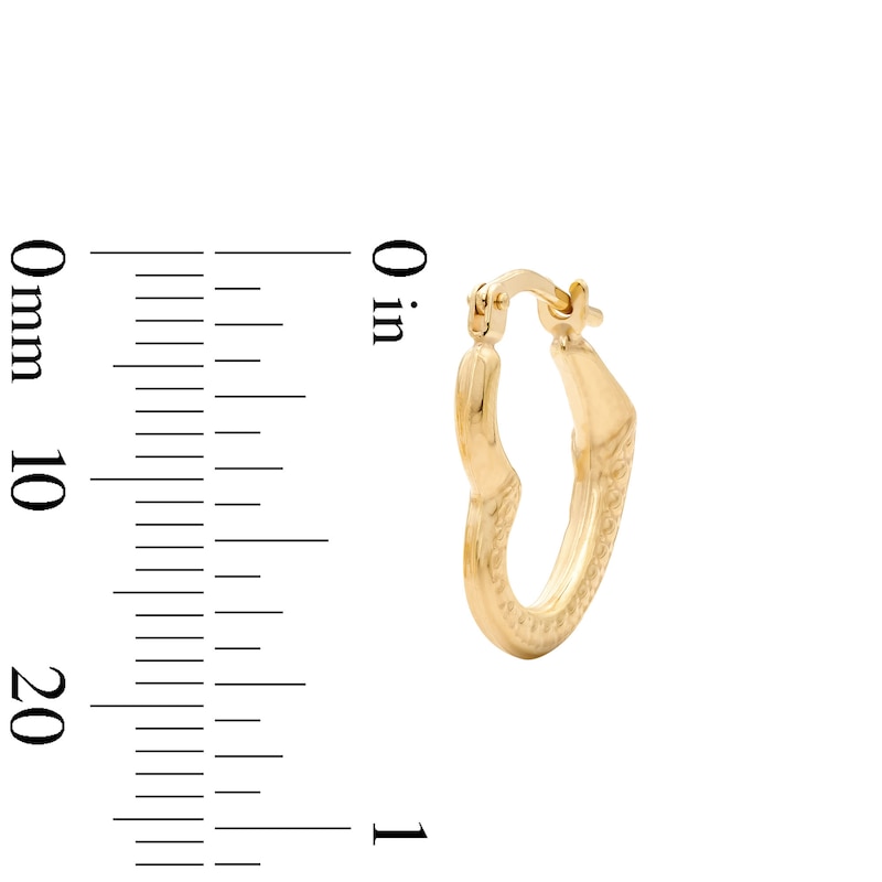 10K Gold Bonded Textured Heart Hoops