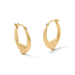 10K Gold Bonded Diamond-Cut Heart Hoops