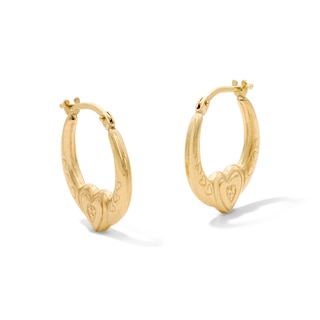 10K Gold Bonded Heart Hoop Earrings