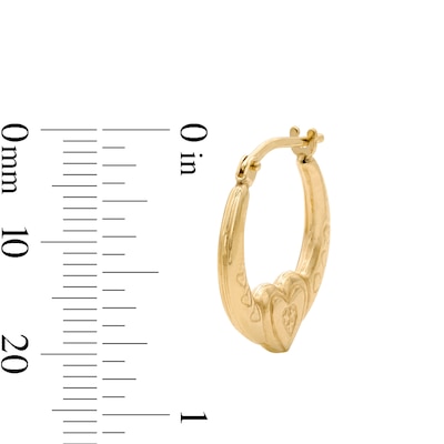 10K Gold Bonded Heart Hoop Earrings