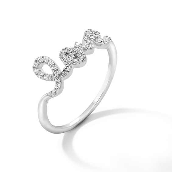 Solid Sterling Silver CZ “Love” Ring - Size 7