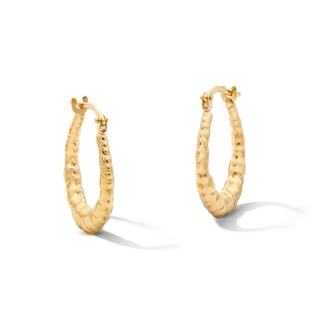10K Gold Bonded Puff Heart Textured Hoops