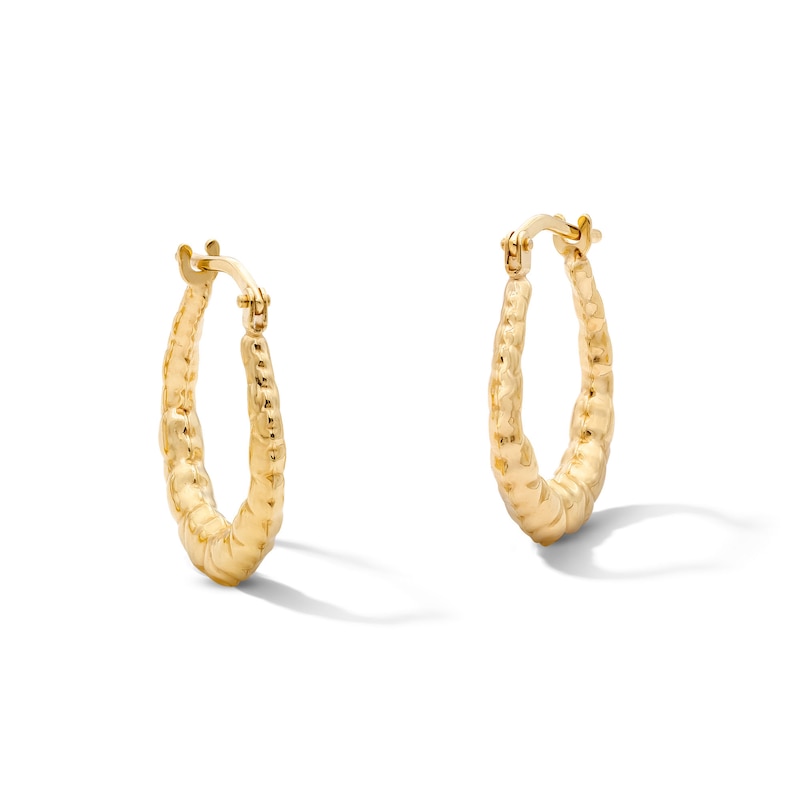 10K Gold Bonded Puff Heart Textured Hoops