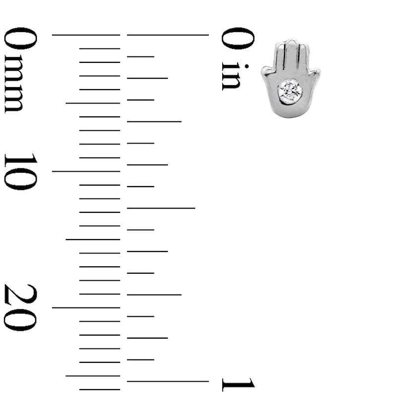 Main Image 2 of Solid Sterling Silver CZ Hamsa Studs