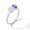 Thumbnail Image 2 of Solid Sterling Silver CZ Blue and White Toi et Moi Ring - Size 7