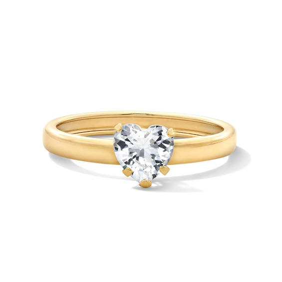 10K Gold Bonded CZ Heart Solitaire Ring - Size 7.5