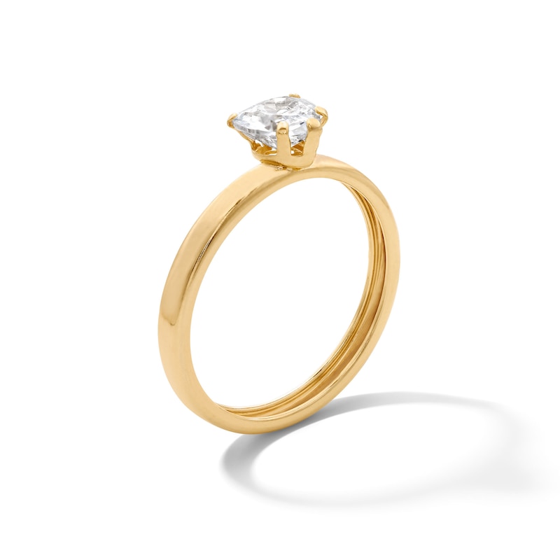 Main Image 3 of 10K Gold Bonded CZ Heart Solitaire Ring - Size 7.5
