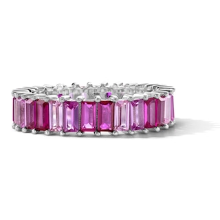 Solid Sterling Silver CZ Pink Ombré Eternity Band - Size 7