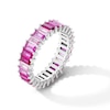 Thumbnail Image 2 of Solid Sterling Silver CZ Pink Ombré Eternity Band - Size 7