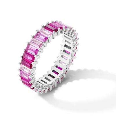 Solid Sterling Silver CZ Pink Ombré Eternity Band - Size 7
