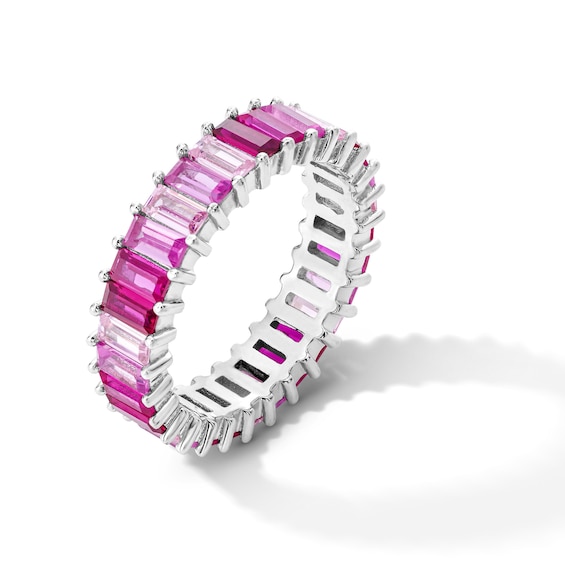 Solid Sterling Silver CZ Pink Ombré Eternity Band - Size 7