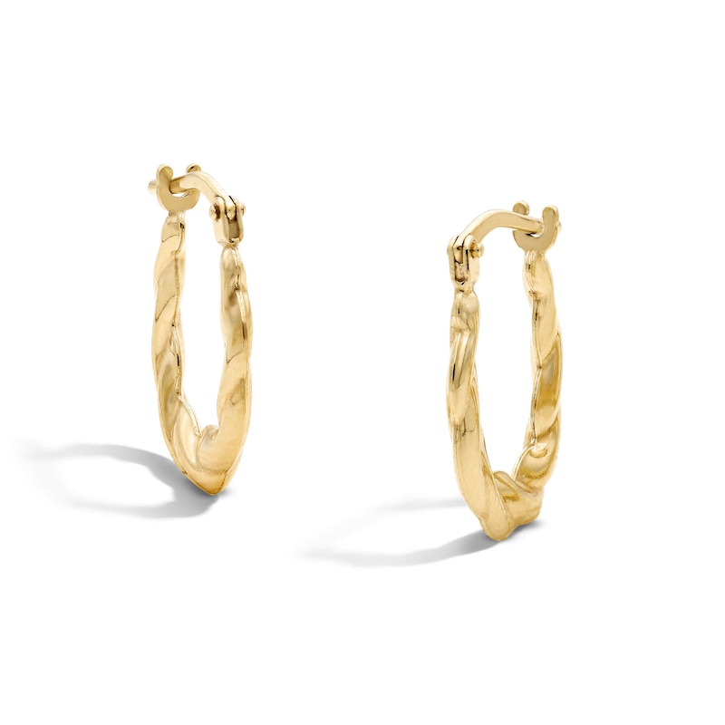 Main Image 1 of 10K Gold Bonded Twist Puff Oval Hoops