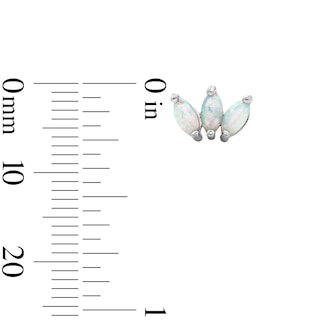 Solid Sterling Silver Simulated Opal Marquise Cluster Studs