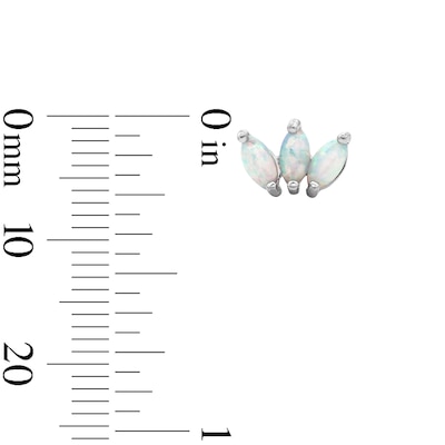 Solid Sterling Silver Simulated Opal Marquise Cluster Studs