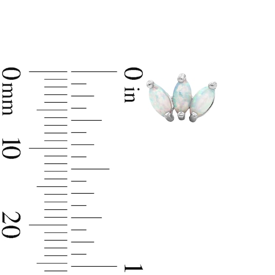 Solid Sterling Silver Simulated Opal Marquise Cluster Studs