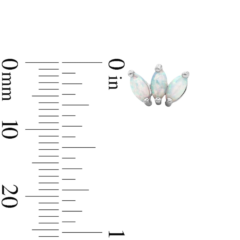 Main Image 2 of Solid Sterling Silver Simulated Opal  Marquise Cluster Studs