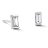 Thumbnail Image 1 of Solid Sterling Silver CZ Baguette Solitaire Studs