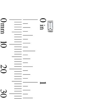 Solid Sterling Silver CZ Baguette Solitaire Studs