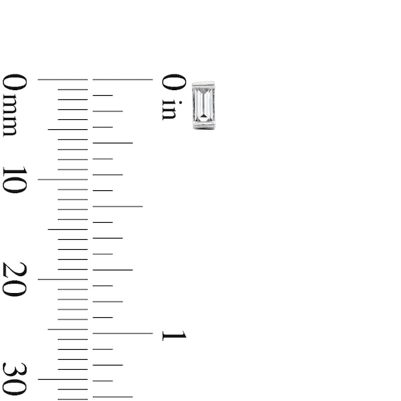 Solid Sterling Silver CZ Baguette Solitaire Studs