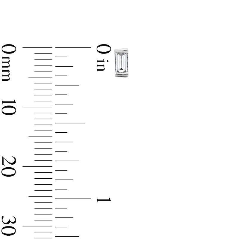 Main Image 2 of Solid Sterling Silver CZ Baguette Solitaire Studs