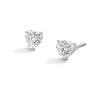 Sterling Silver 1/10 CT. T.W. Lab-Grown Diamond Solitaire Heart Studs