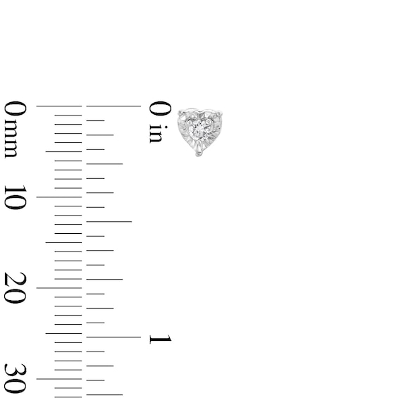 Sterling Silver 1/10 CT. T.W. Lab-Grown Diamond Solitaire Heart Studs