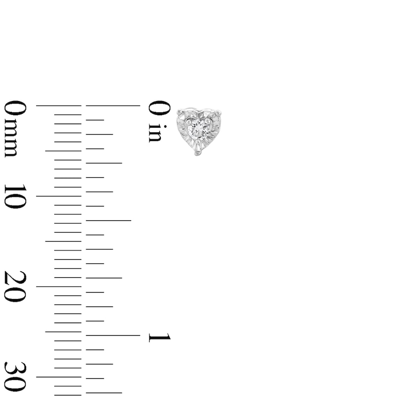 Sterling Silver 1/10 CT. T.W. Lab-Grown Diamond Solitaire Heart Studs
