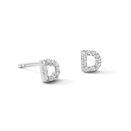 Solid Sterling Silver CZ Initial “D” Studs