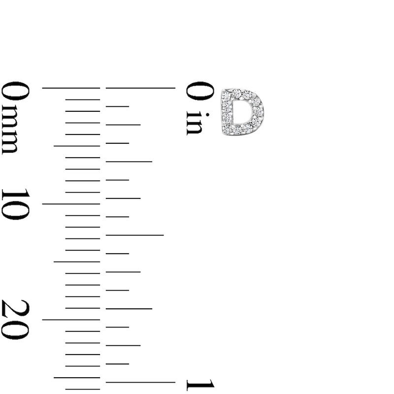 Main Image 3 of Solid Sterling Silver CZ Initial “D” Studs
