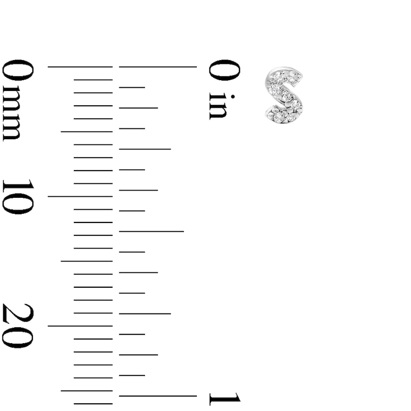 Main Image 3 of Solid Sterling Silver CZ Initial “S” Studs