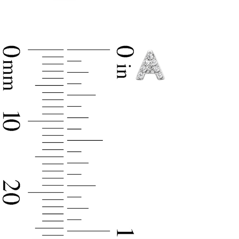 Main Image 3 of Solid Sterling Silver CZ Initial “A” Studs