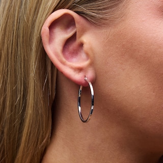 Hollow Sterling Silver Hoop Earrings