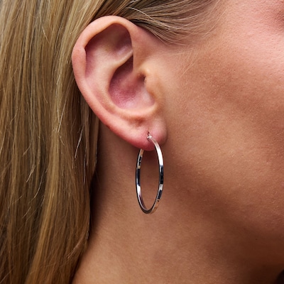 Hollow Sterling Silver Hoop Earrings