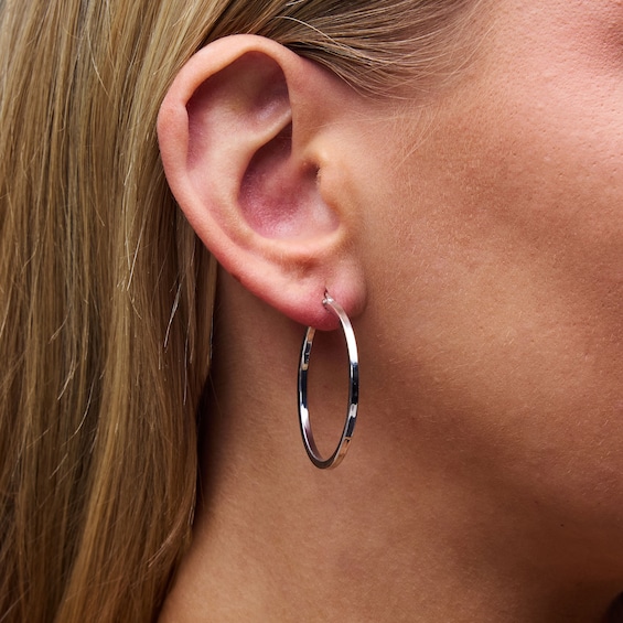 Hollow Sterling Silver Hoop Earrings