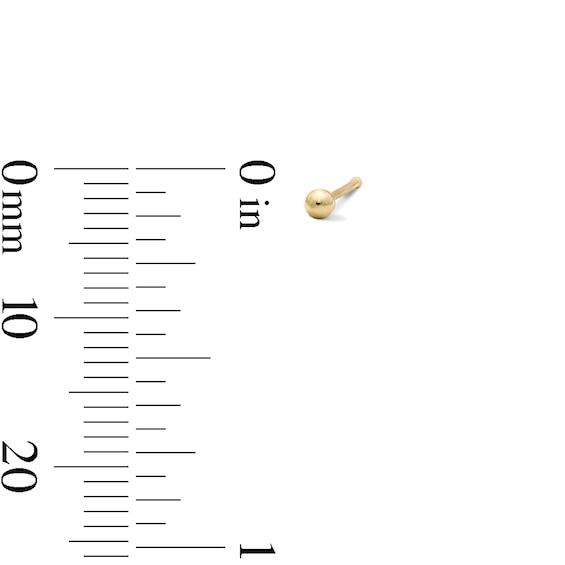 10K Solid Gold CZ and Ball Nose Stud Set - 22G 1/4"