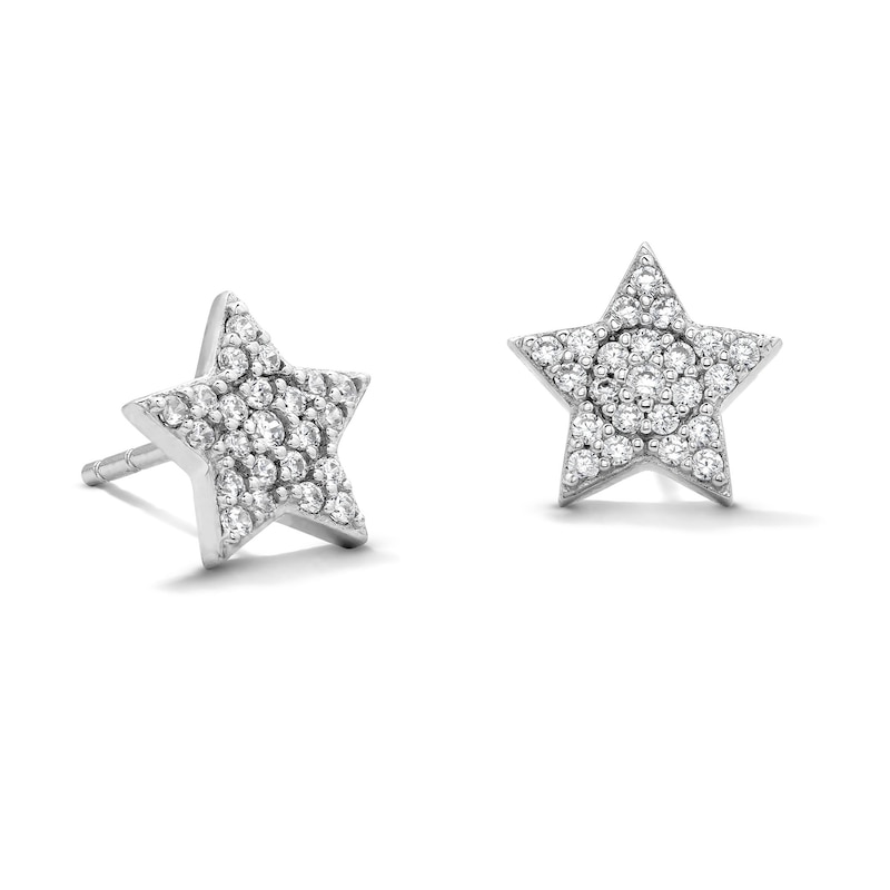 Main Image 1 of Solid Sterling Silver CZ Star Cluster Studs