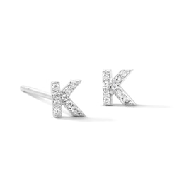 Solid Sterling Silver CZ Initial “K” Studs