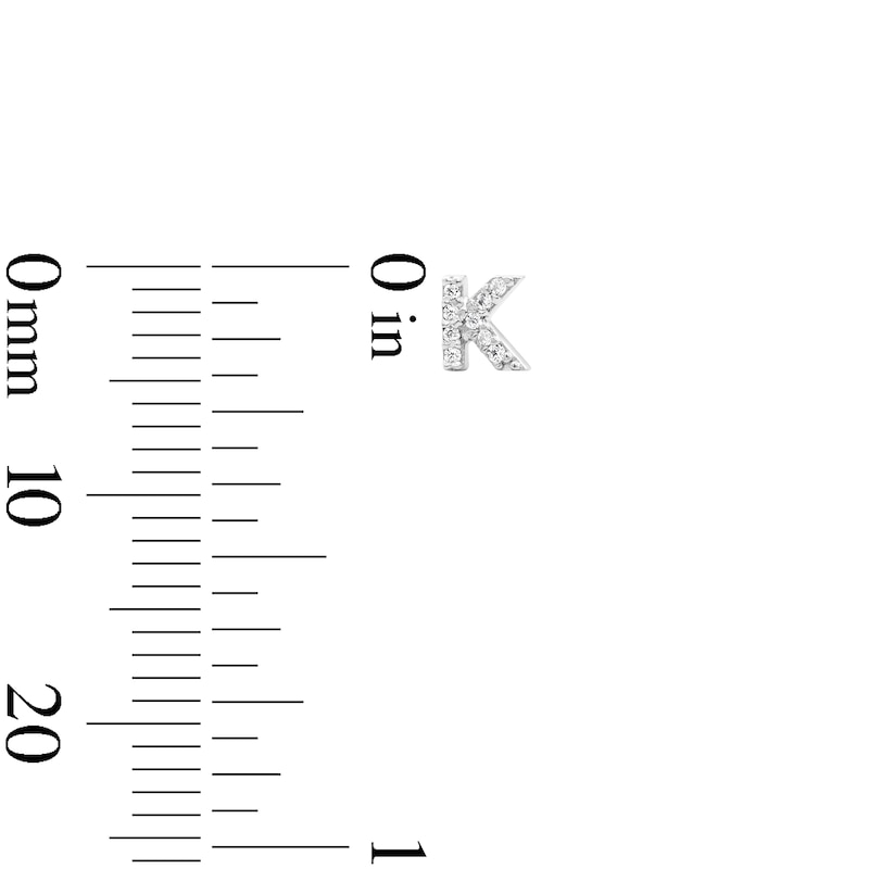 Main Image 3 of Solid Sterling Silver CZ Initial “K” Studs