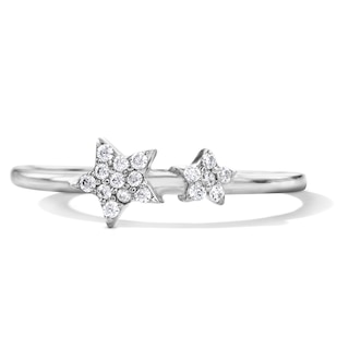 Solid Sterling Silver CZ Stars Ring - Size 7