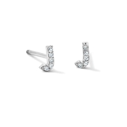 Solid Sterling Silver CZ Initial “J” Studs