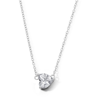 Sterling Silver CZ Forzatina Sideways Heart Necklace - 16" + 2"