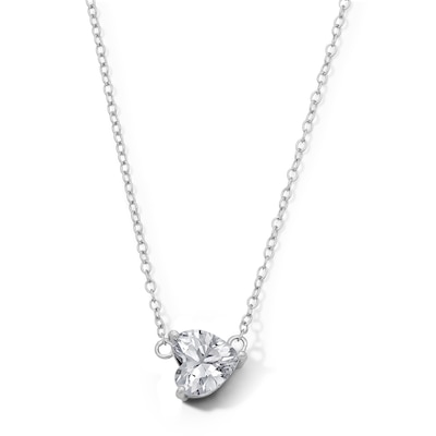 Sterling Silver CZ Forzatina Sideways Heart Necklace - 16" + 2"
